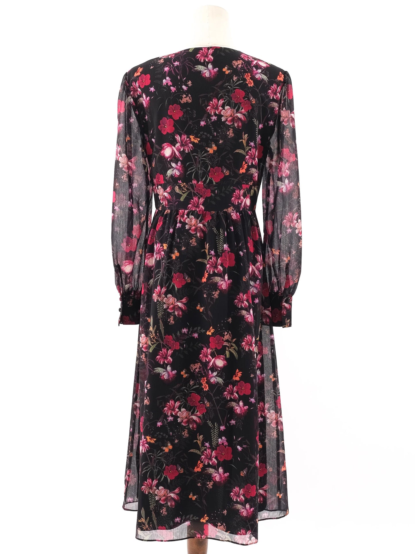 excellent ted baker floral long-sleeved dress size m