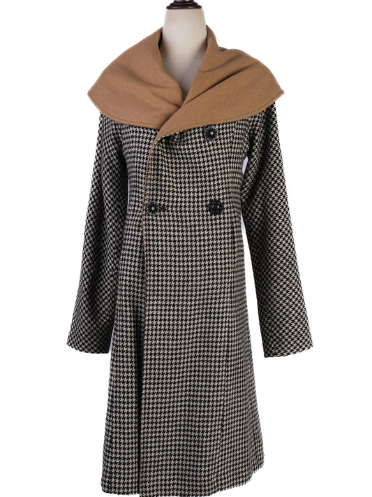 EXCELLENT Sportmax Houndstooth Wool Coat Size S with Shawl Collar