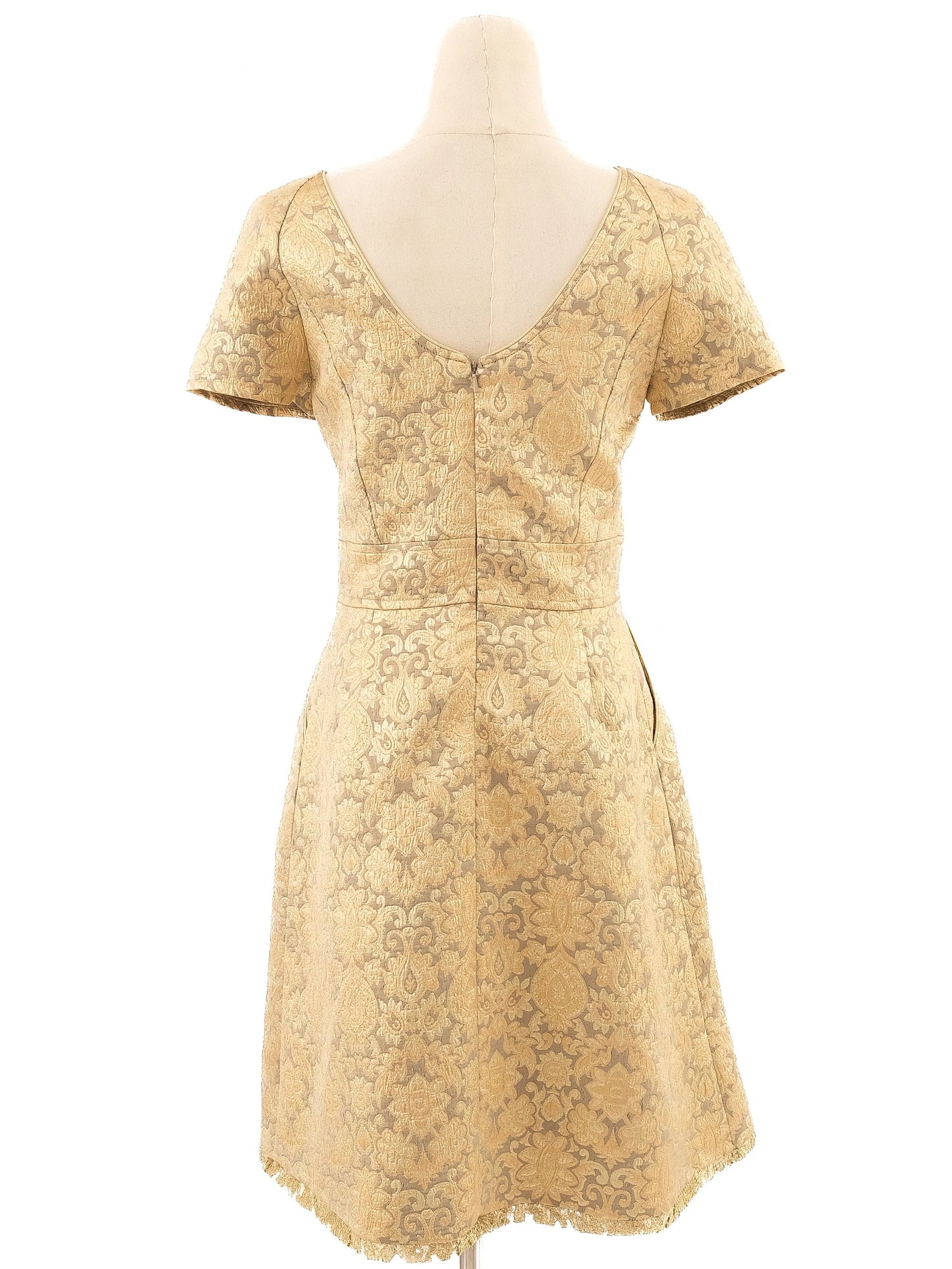 excellent paul&joe yellow floral brocade dress size m