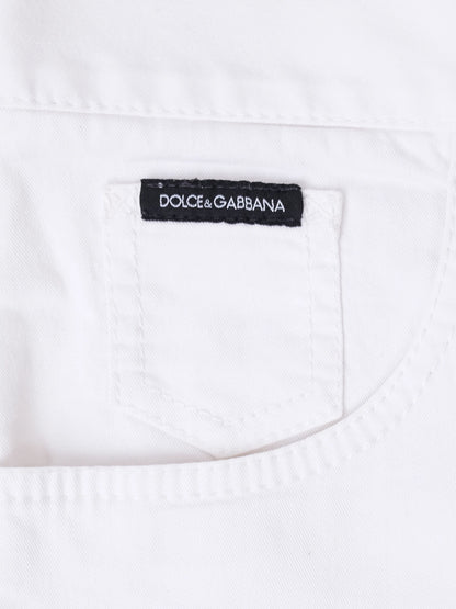 Excellent Dolce Gabbana White Cotton Women's Pants Size L