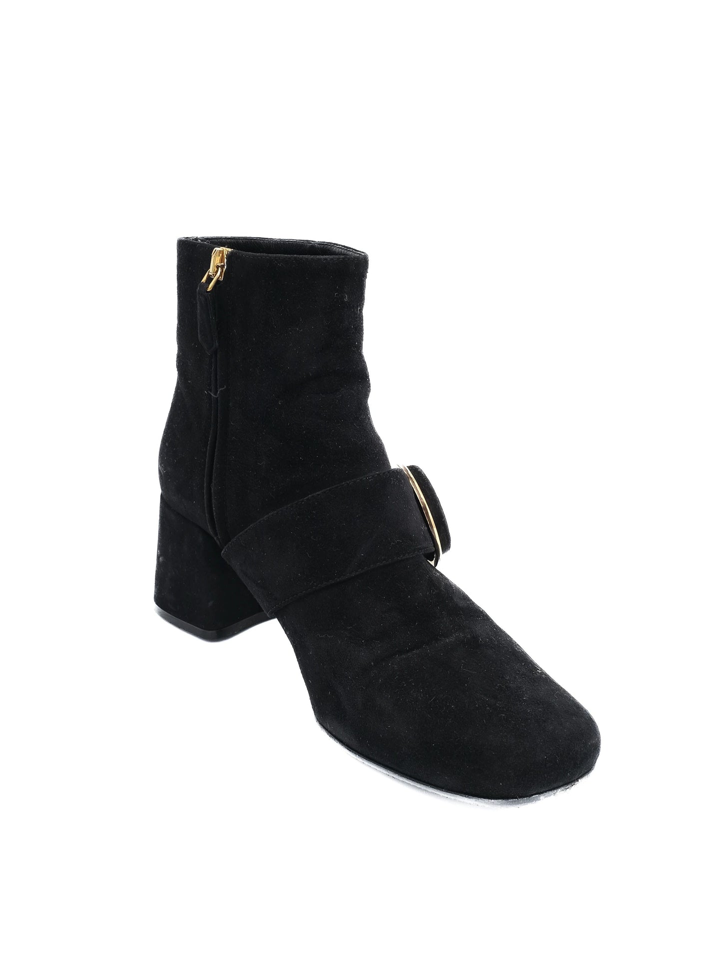 excellent prada black genuine suede ankle boots size 36.5