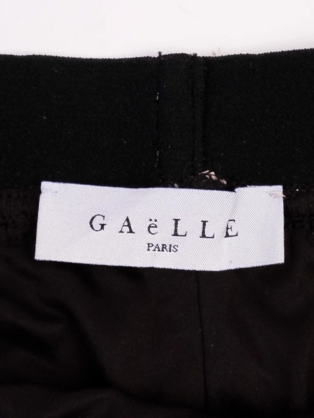 excellent gaèlle paris black sequin pants with logo stripe size s