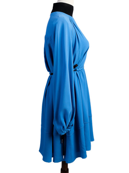 Excellent Sportmax Blue Silk Dress Size M with Tie Belt