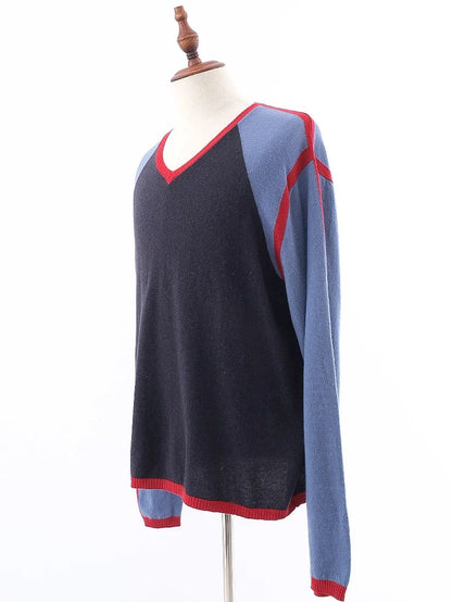 Excellent Etro Cashmere Color-Block Sweater XL Men V-Neck
