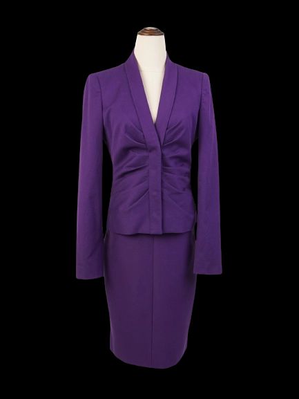 Excellent Versace Women’s Purple Cotton Suit Size M Blazer & Skirt