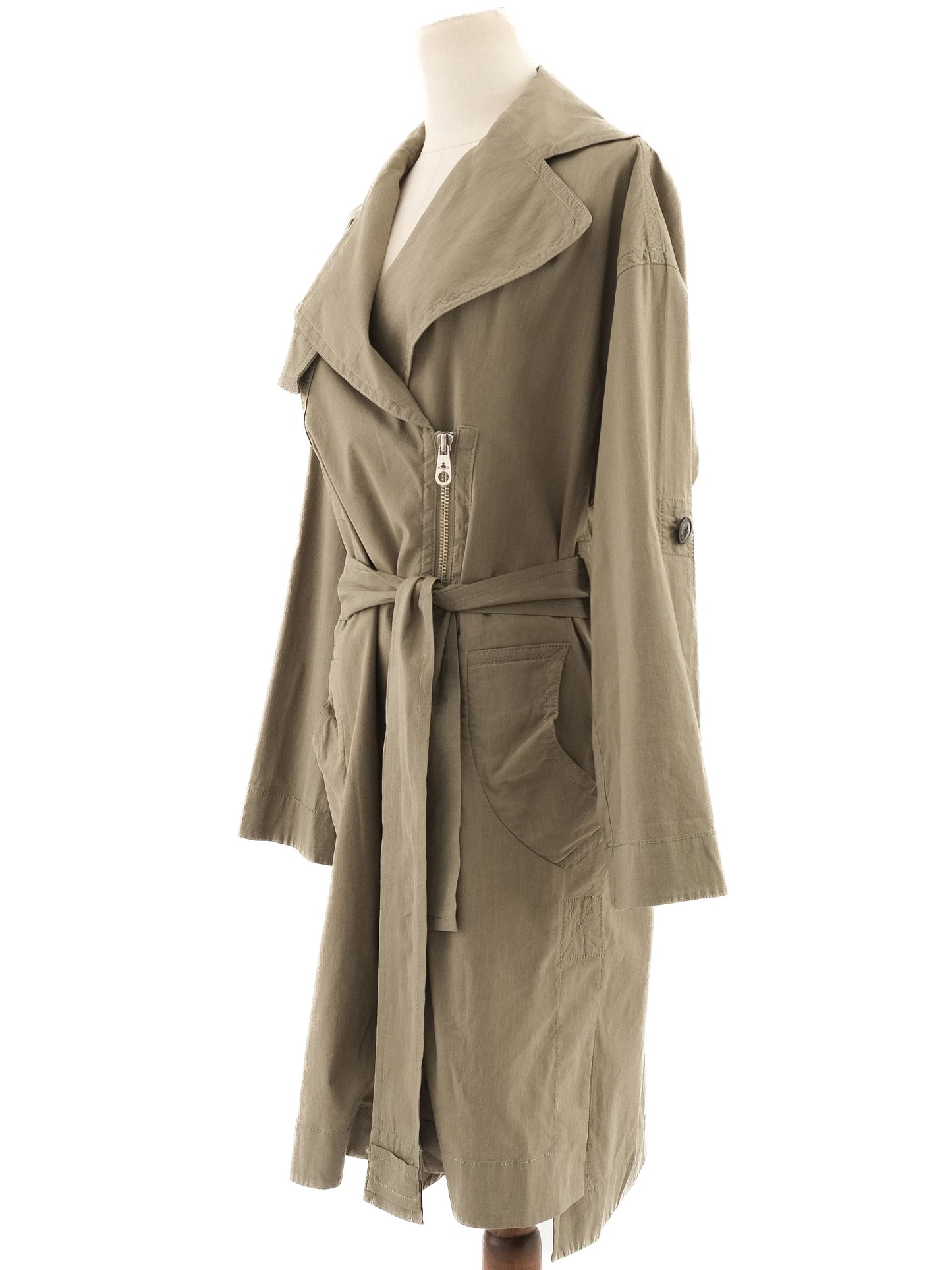 excellent vivienne westwood khaki trench coat size s women viscose