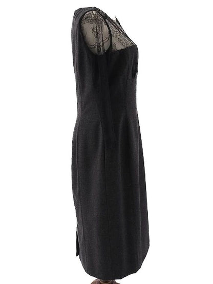 NEW Clips Gray Lace Dress XL Women's Wool Fitted Elegance
