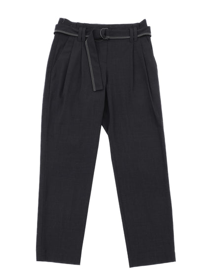Perfect Brunello Cucinelli Black Wool Pants Size S with Belt
