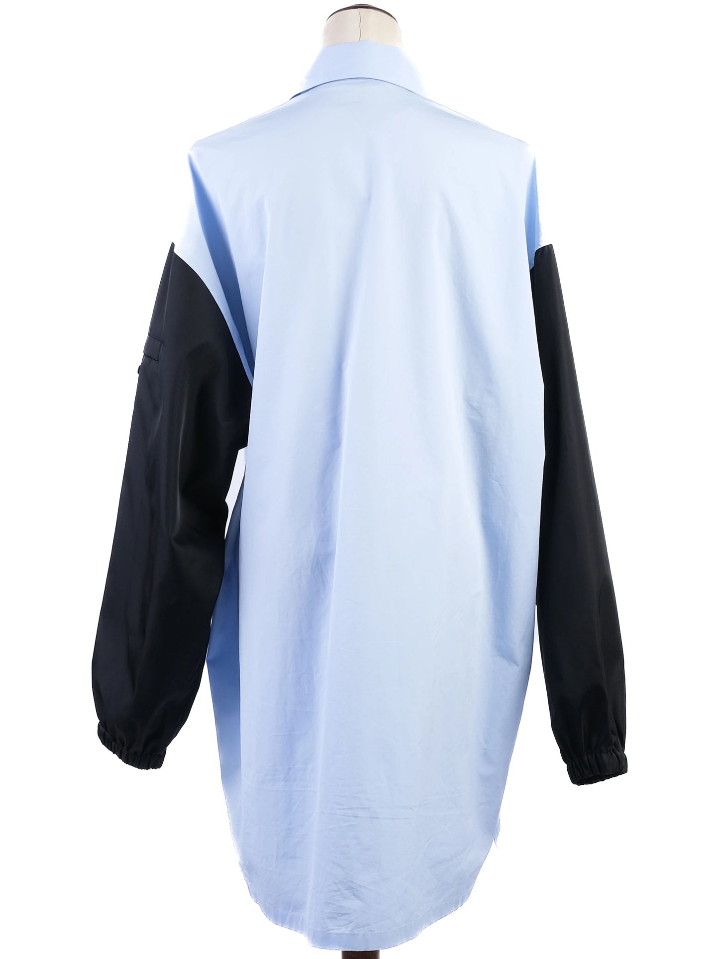 excellent prada blue cotton long button-up shirt size l
