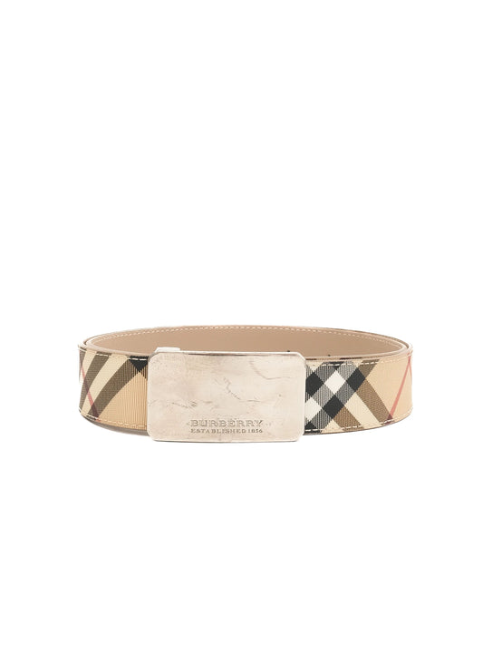 Average Burberry Women's Belt Combined Textile with Signature Buckle