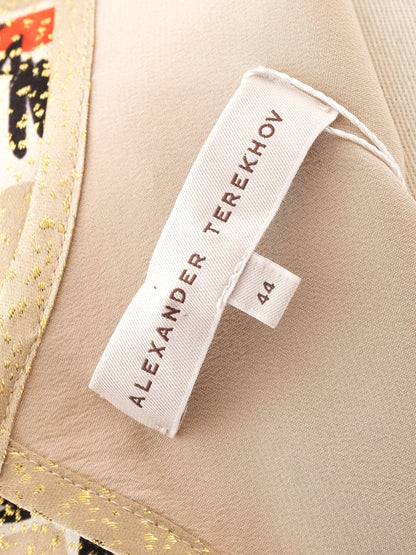 Excellent Alexander Terekhov Yellow Silk Dress with Bird Pattern