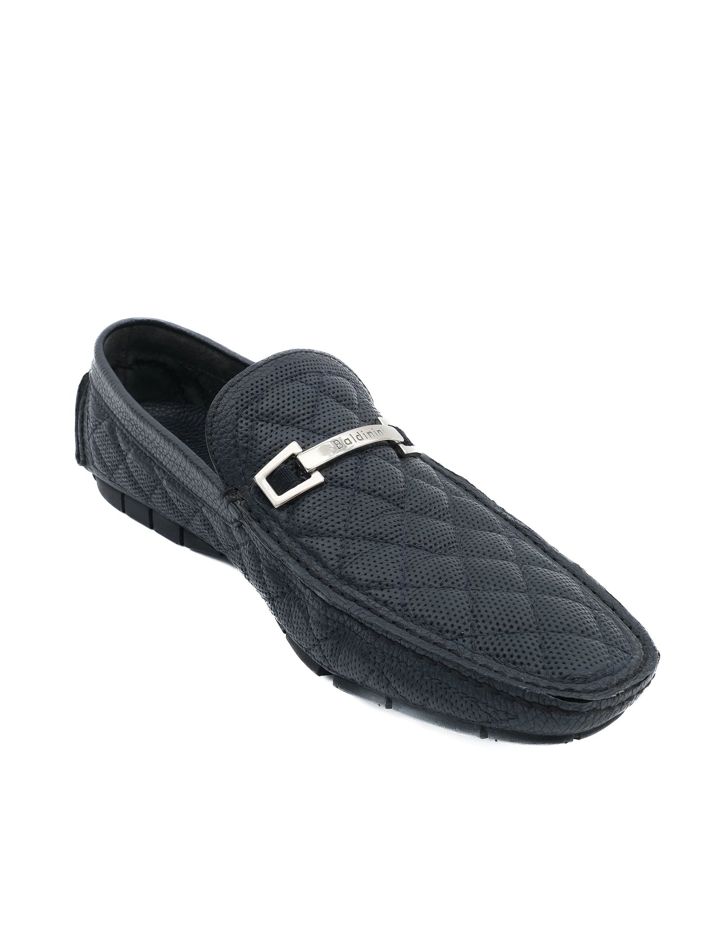 excellent baldinini blue leather loafers size 43 for men