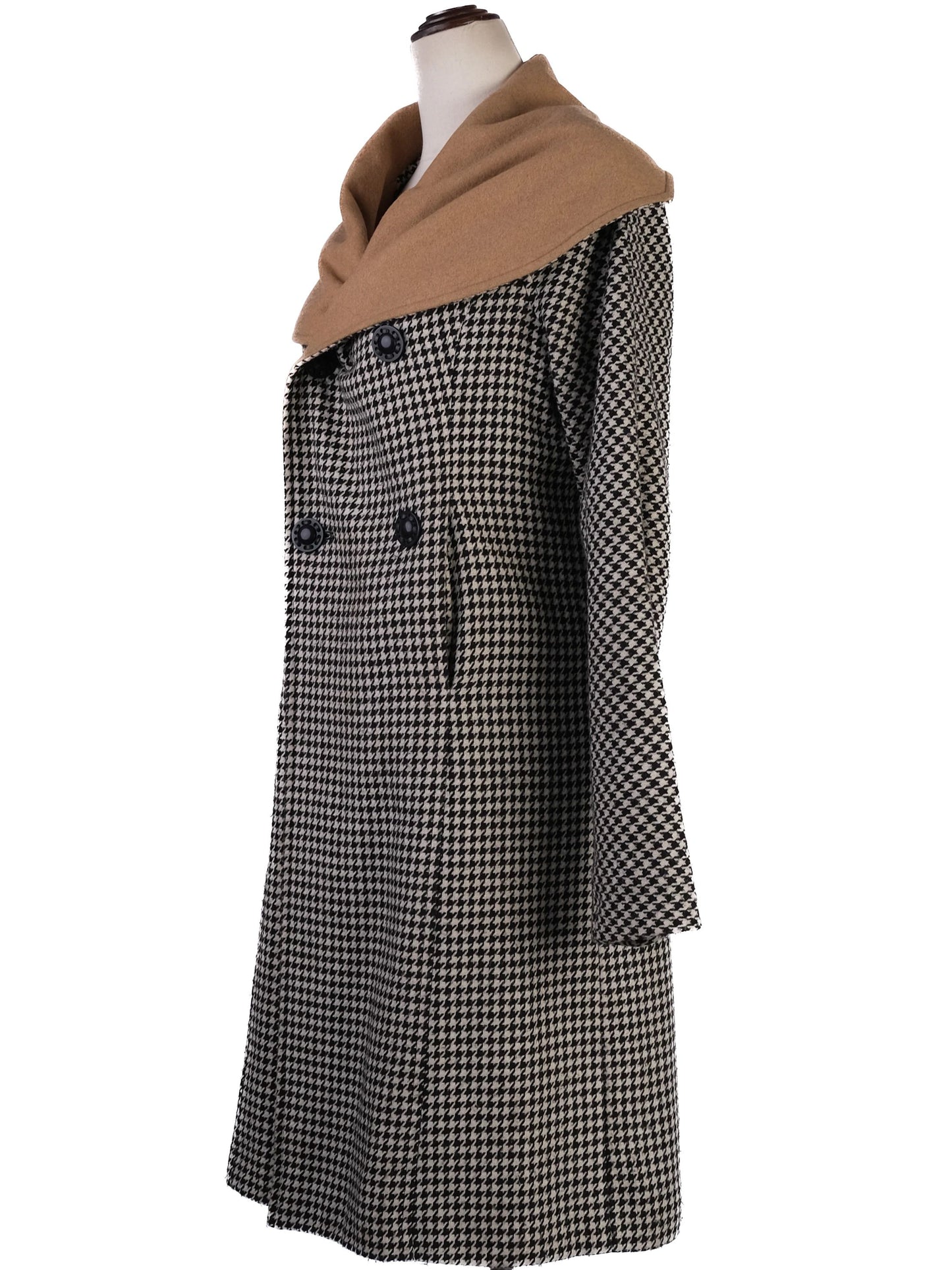 excellent sportmax houndstooth wool coat size s with shawl collar
