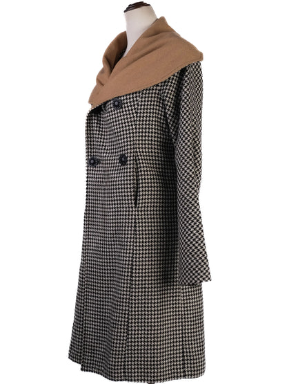 EXCELLENT Sportmax Houndstooth Wool Coat Size S with Shawl Collar