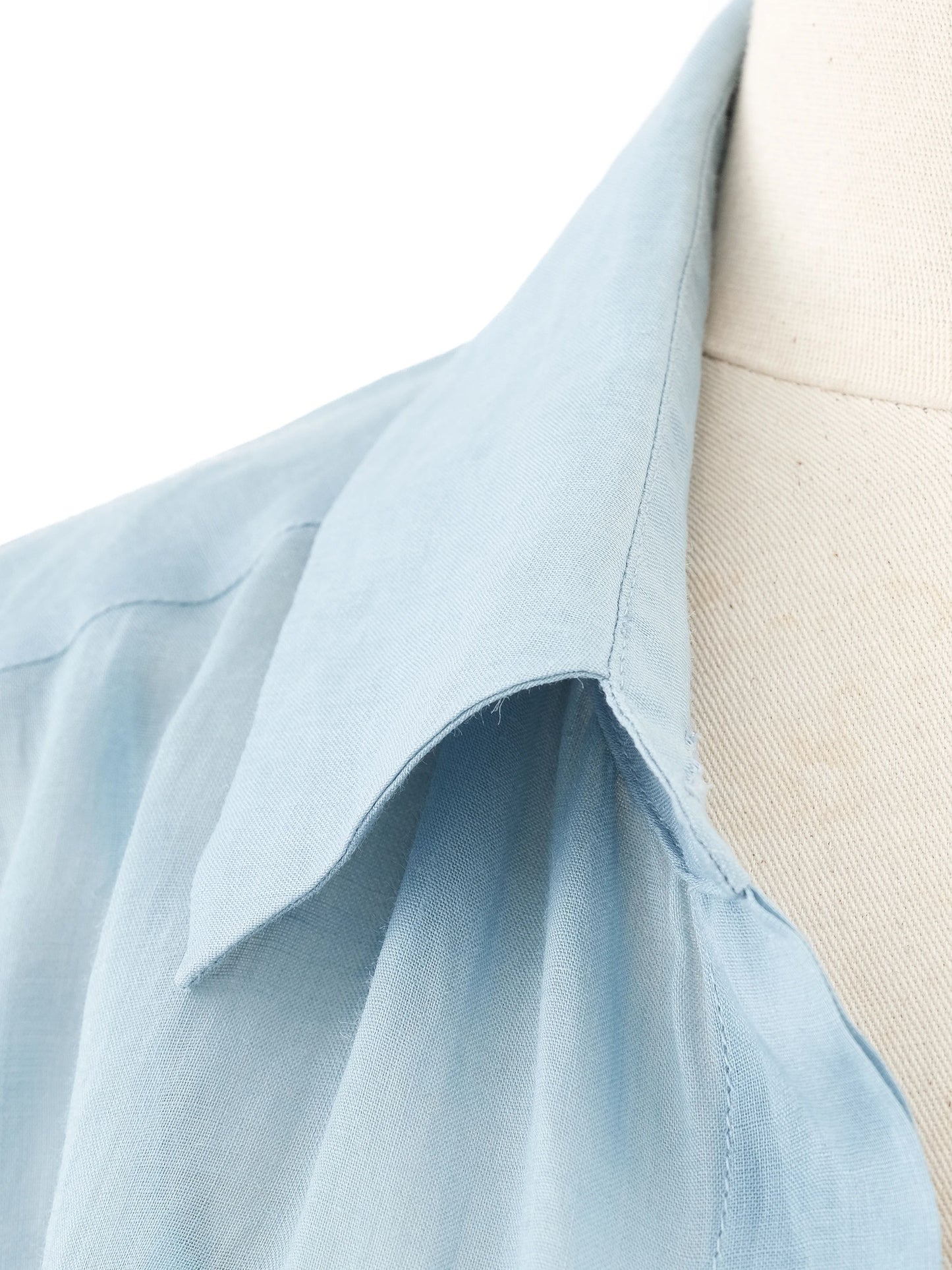 excellent max mara blue cotton sheer long-sleeved shirt dress