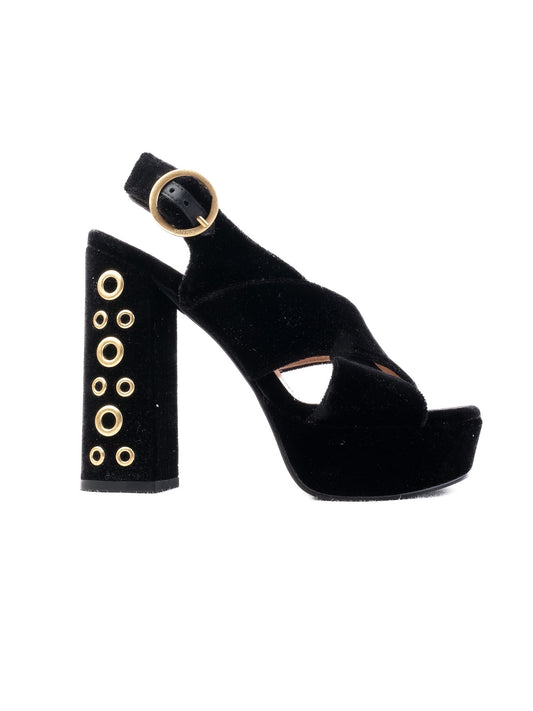 Excellent Pinko Black Leather High-Heeled Sandals Size 37