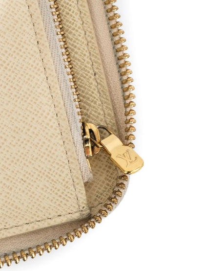 Excellent Louis Vuitton Checkered Leather Wallet with Gold Zipper