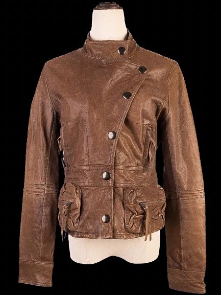 excellent haute hippie orange leather jacket size m