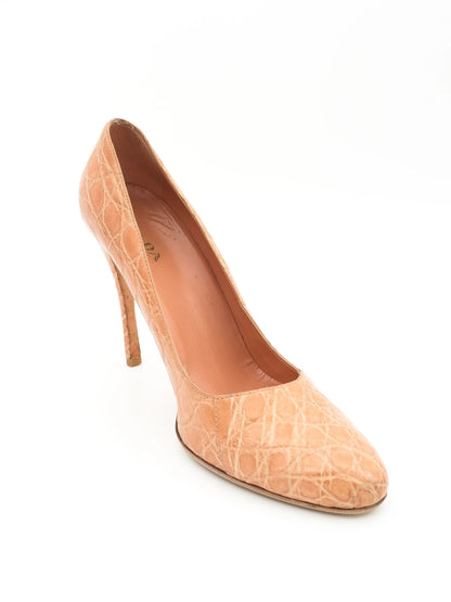 Excellent Prada Orange Leather Pointed-Toe High Heels Size 40