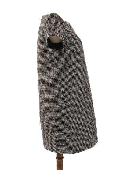 Saint Laurent Gray Silk Houndstooth Dress Size M - Excellent Condition