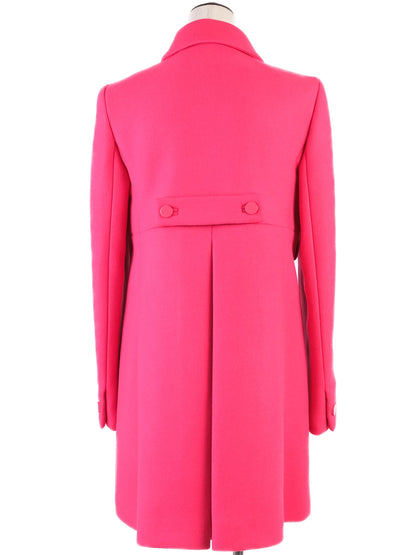 Excellent Tara Jarmon Pink Wool Double-Breasted Coat Size L