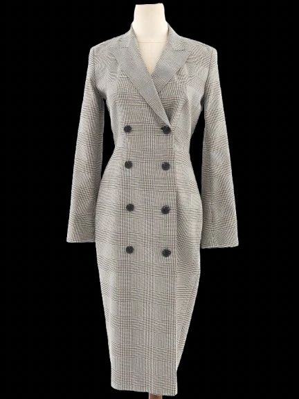 excellent max mara gray plaid blazer dress size m women