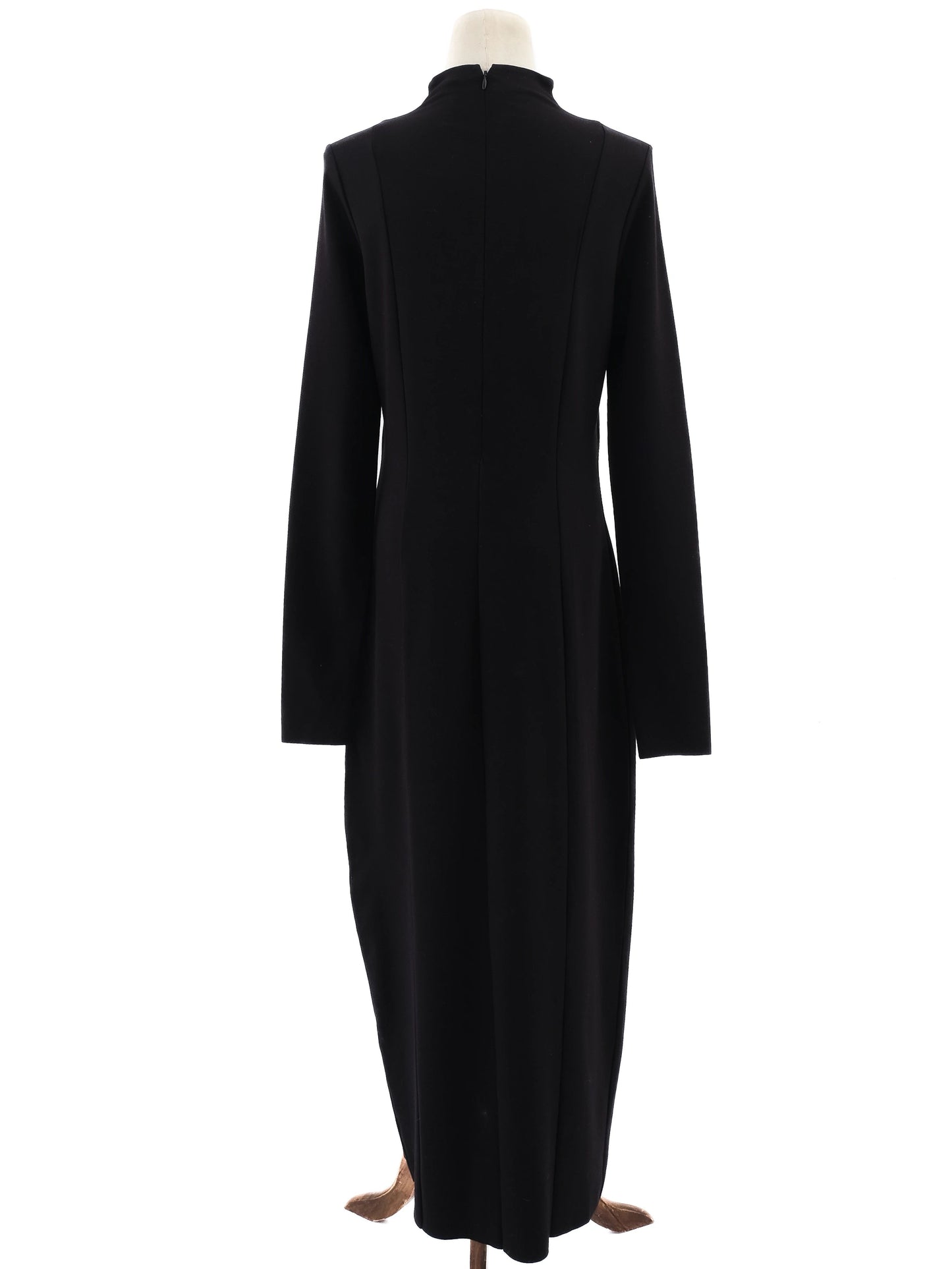 new cos black long sleeve dress high neck viscose size n/a
