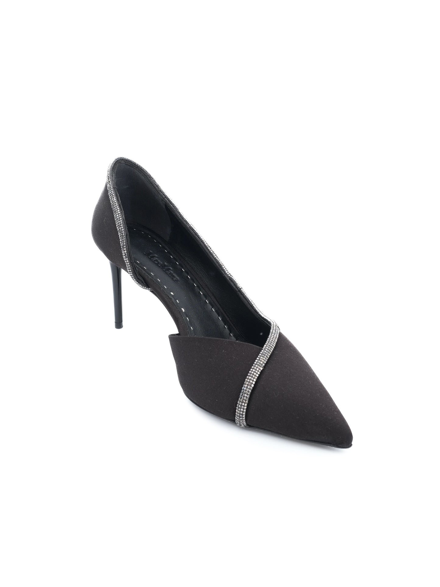 excellent max mara black high-heeled shoes size 38 rhinestones