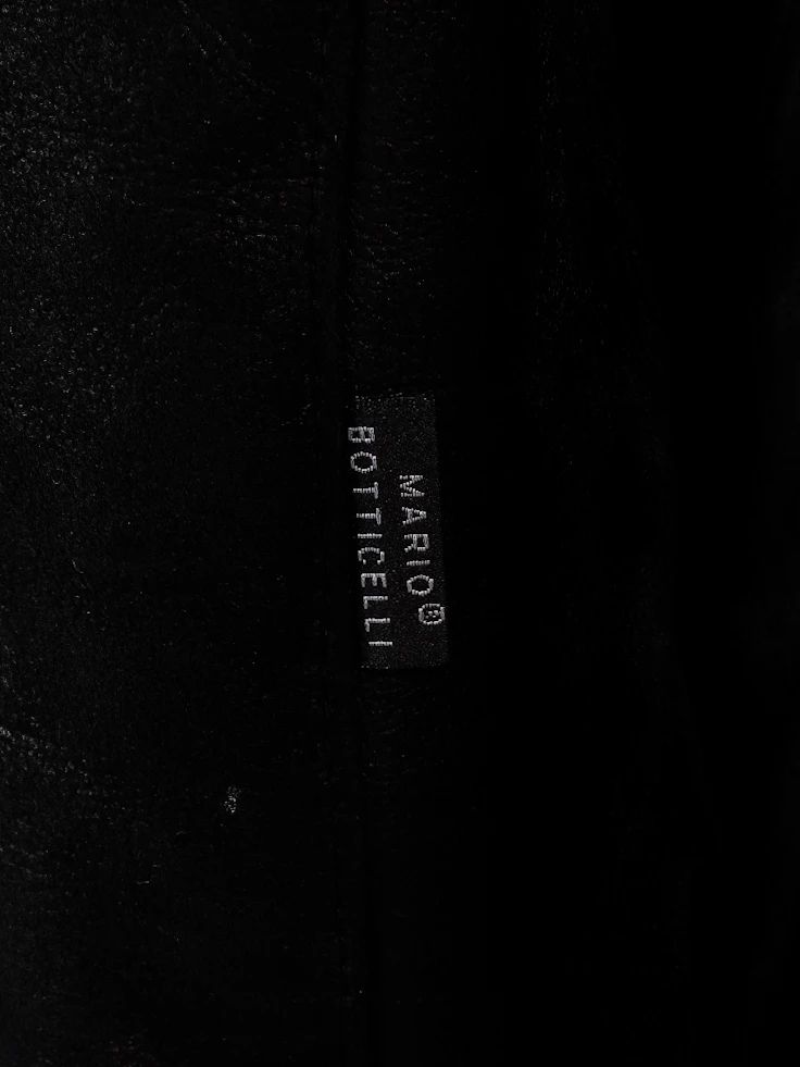 average mario botticelli black coat with textured fur-like collar