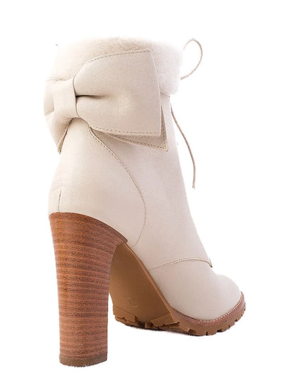Valentino Leather White Ankle Boots with Fur Trim Size 38