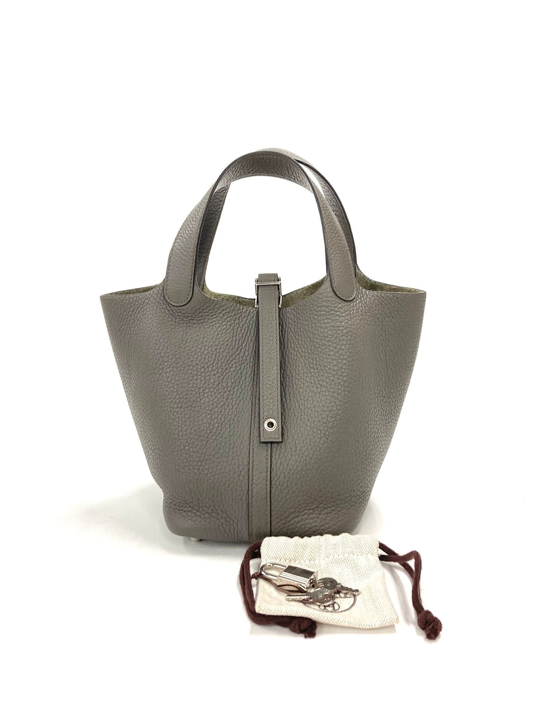 Hermes Gray Picotin PM, Taurillon Clemence PHW D Stamp
