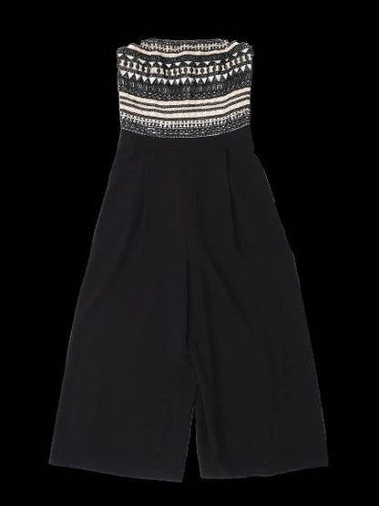 Excellent Alice+Olivia Strapless Jumpsuit Black Embellished Size S