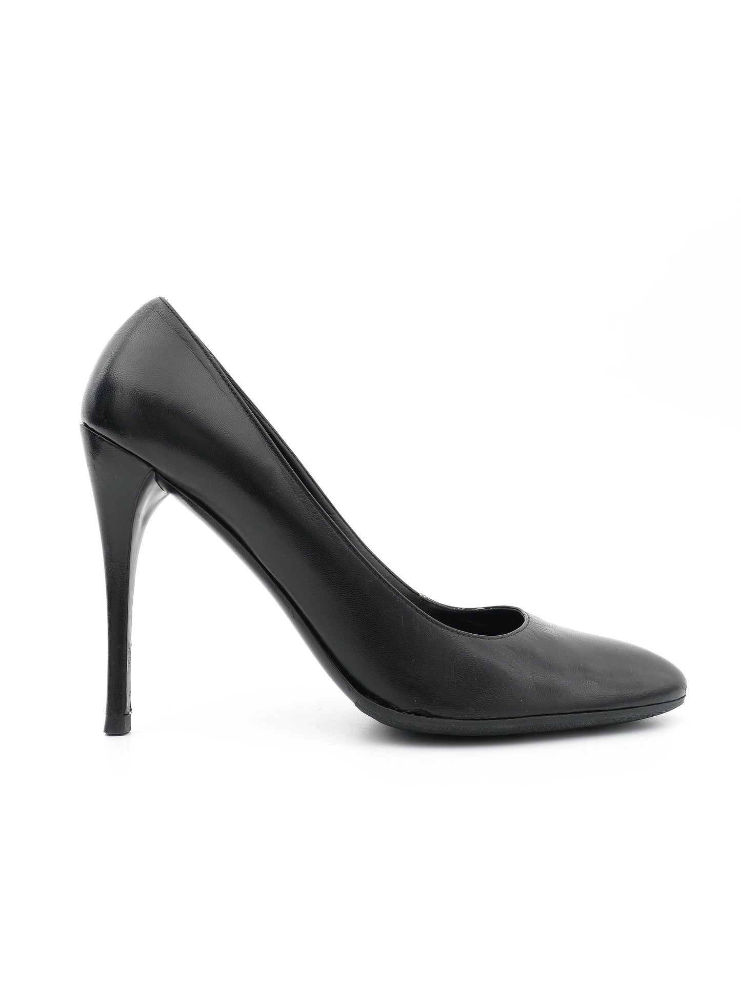 average prada black leather high-heeled pumps size 40