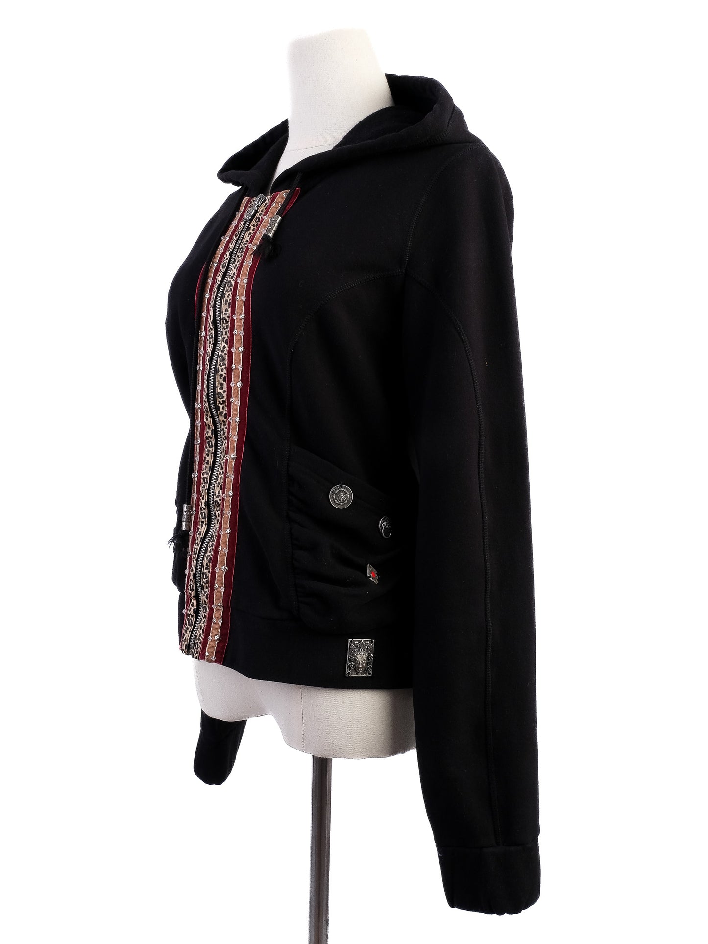 excellent john galliano black cotton hoodie size m with unique design