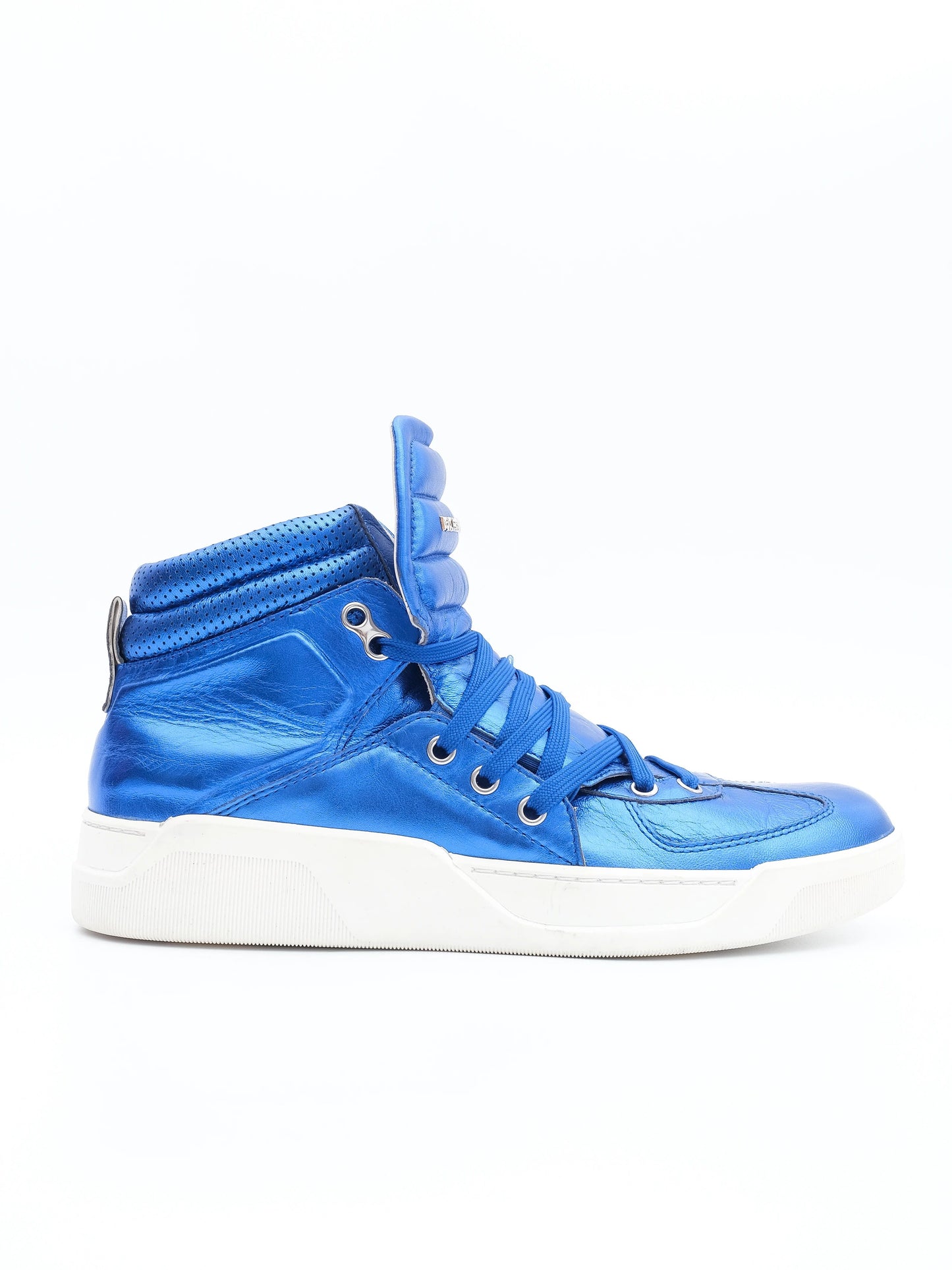 excellent dolce gabbana blue leather high-top sneakers size 42