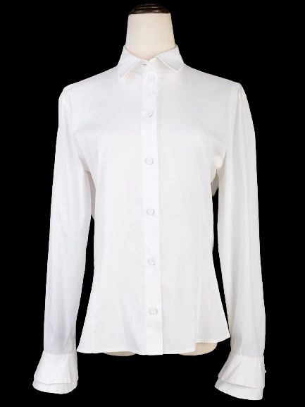 excellent emporio armani white cotton button-up shirt for women