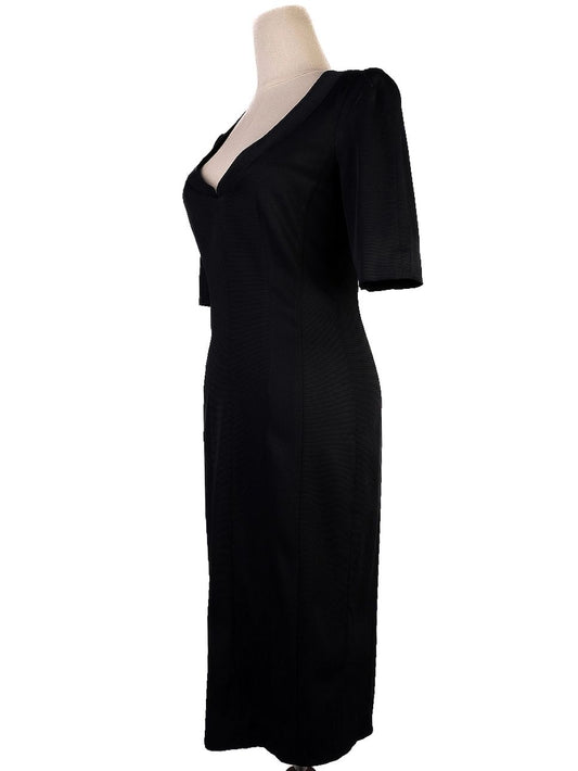 Perfect Emporio Armani Black Nylon Dress Size S V-Neck Short Sleeves