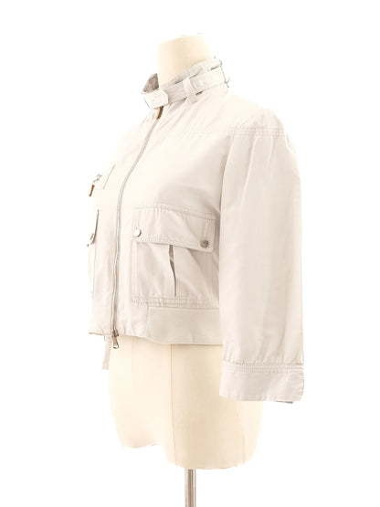 Excellent Brunello Cucinelli Gray Silk Cropped Jacket Size S