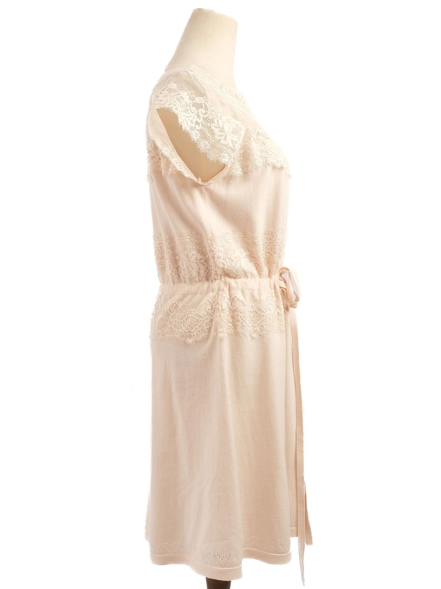 excellent twinset orange nylon dress with lace detailing size m