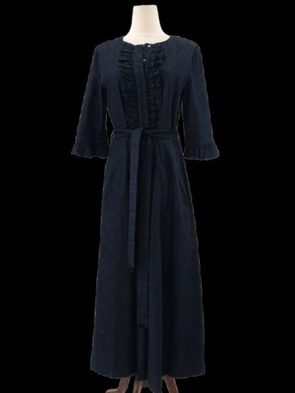 Excellent Max Mara Blue Cotton Long Sleeve Dress Size L