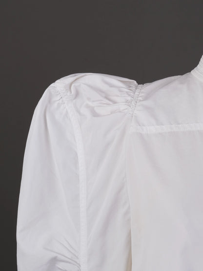 Excellent Chloe White Cotton Blouse Size L with Mandarin Collar