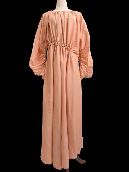 Excellent Jil Sander Pink Viscose Dress Size S with Ruched Sleeves
