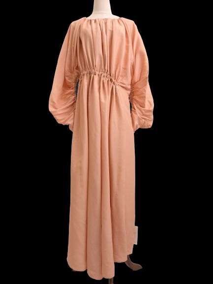 Excellent Jil Sander Pink Viscose Dress Size S with Ruched Sleeves