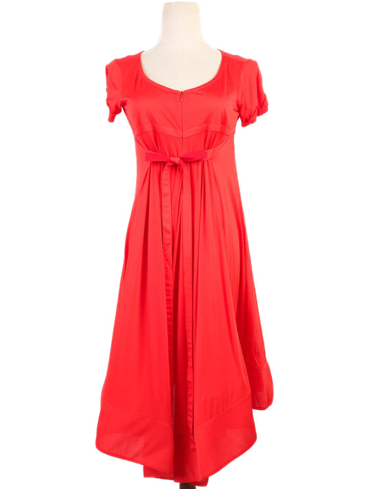 Excellent Celine Red Dress Size M with Bow Detail Viscose