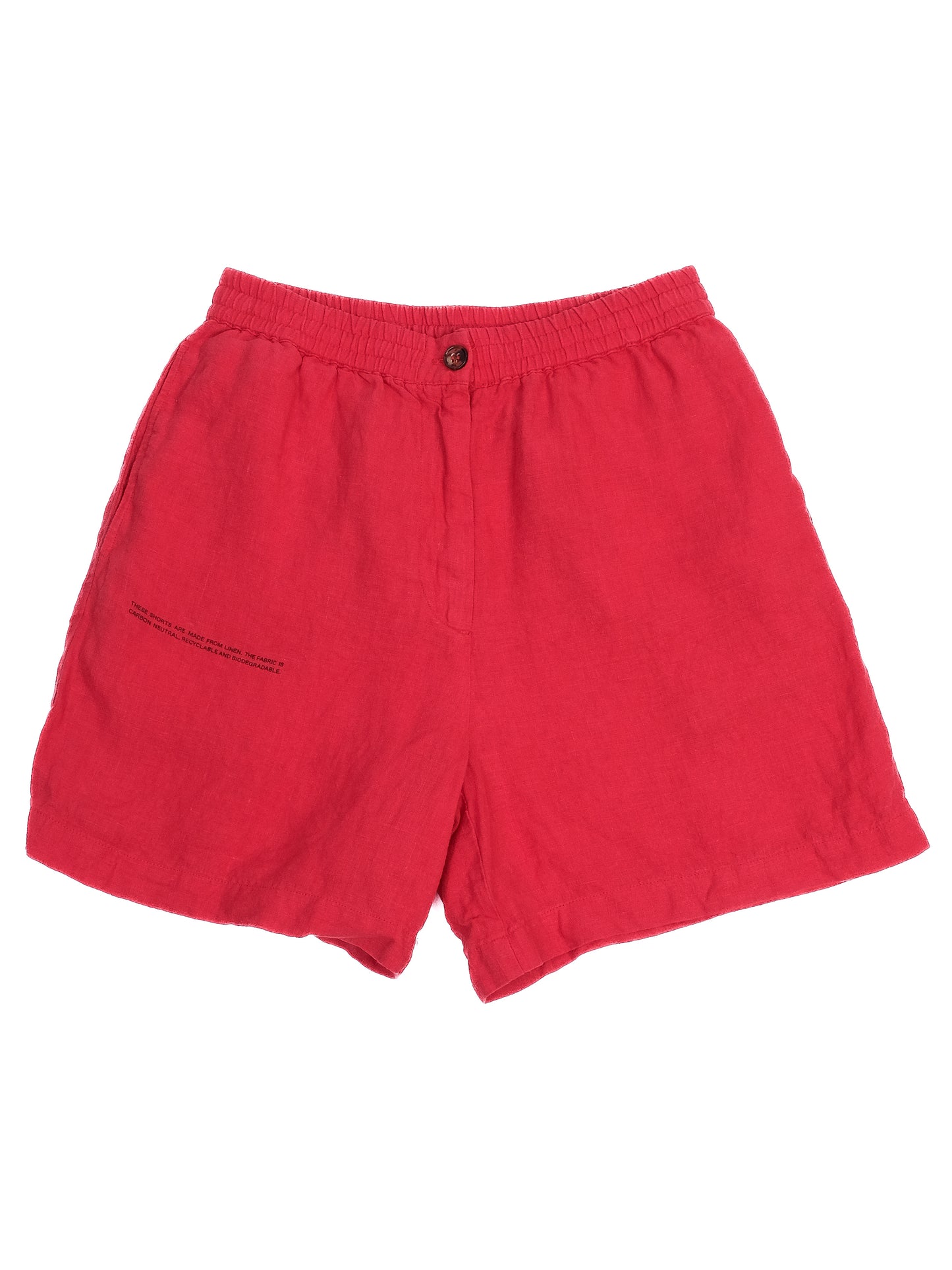 excellent pangaia red linen shorts women size xs