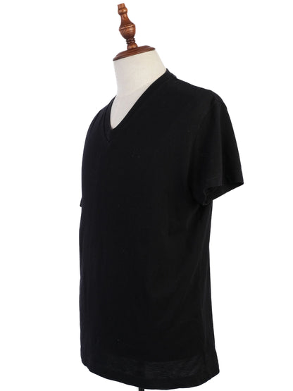 Excellent Prada Black Cotton V-Neck T-Shirt Size M for Men