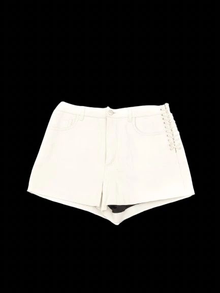 excellent iro white leather shorts with lace-up detail size s