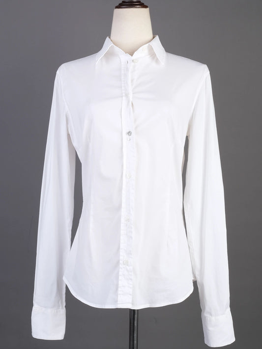Excellent Richmond Women's White Long Sleeve Button-Up Shirt Size L