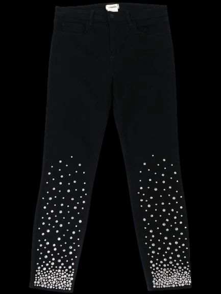 excellent l'agence black pants size s with decorative embellishments