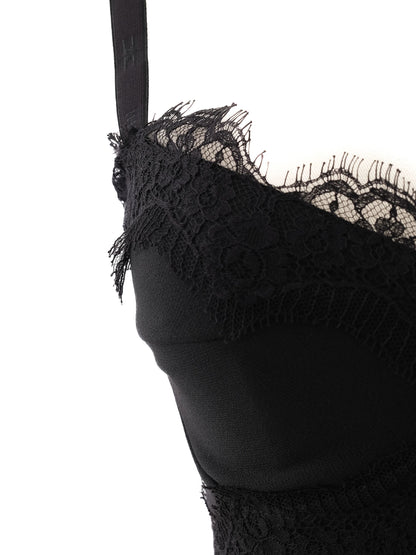 Excellent Elisabetta Franchi Black Dress with Lace Detail Size S
